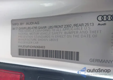 2017 Audi A4 2.0T Premium from USA, damaged, VIN WAUENAF40HN068463